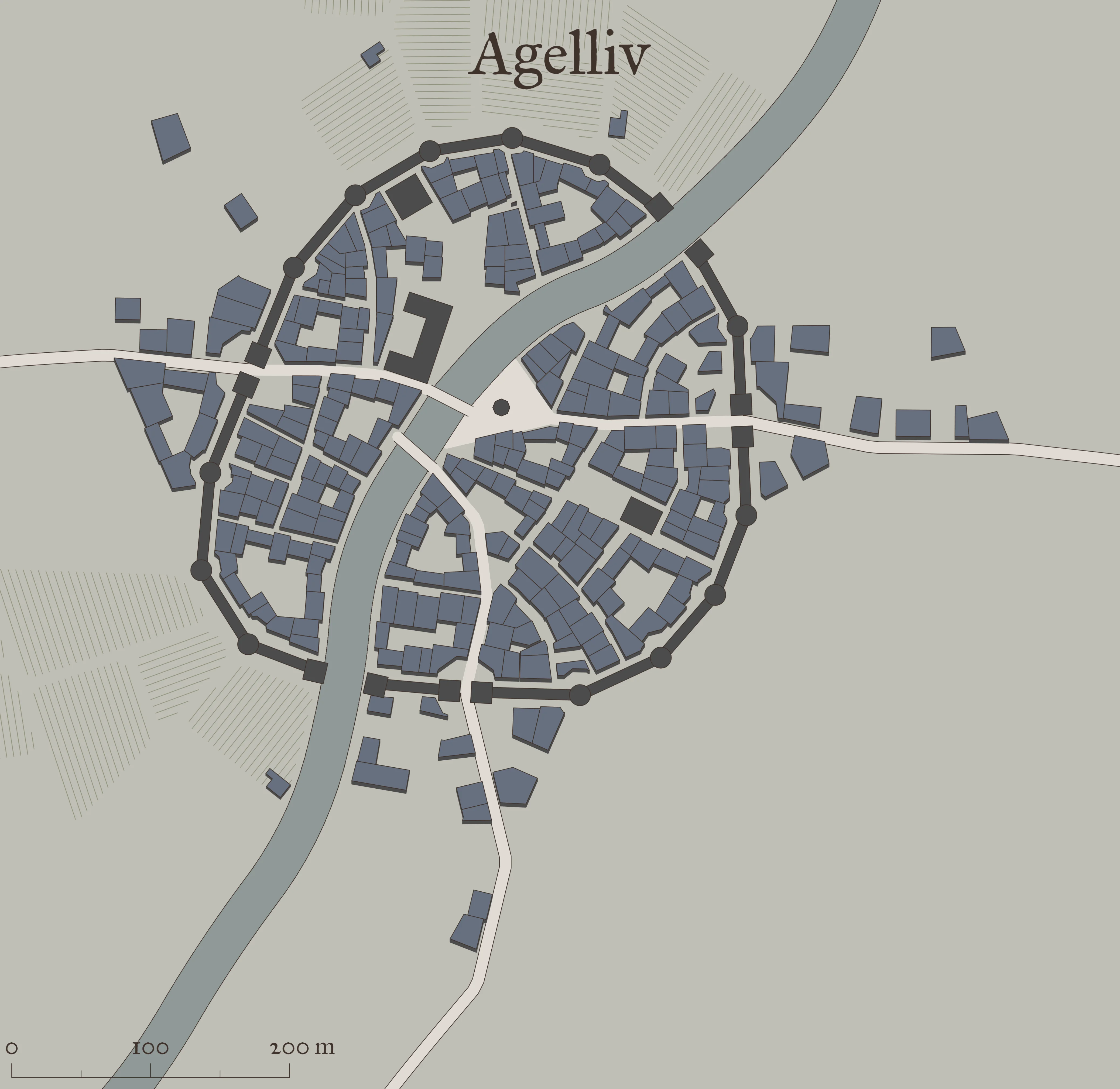 Plan du village d'Agelliv